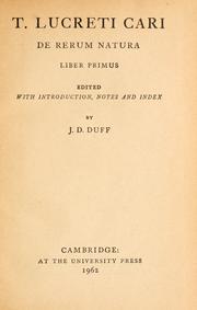 Cover of: De rerum natura liber primus by Titus Lucretius Carus