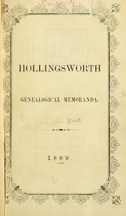 Cover of: Hollingsworth genealogical memoranda.