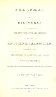 Cover of: Tribute to Gallaudet. by Henry Barnard