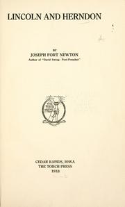 Cover of: Lincoln and Herndon by Joseph Fort Newton, Joseph Fort Newton