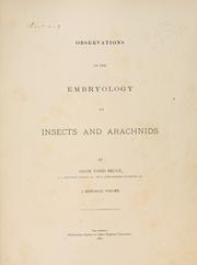 Cover of: Observations on the embryology of insects and arachnids