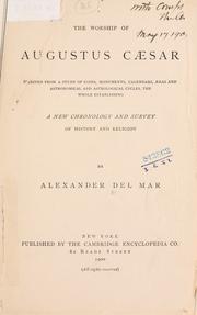 Cover of: The worship of Augustus Caesar by Alexander Del Mar