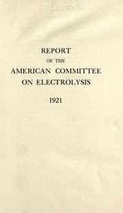 Cover of: Report of the American committee on electrolysis, 1921.