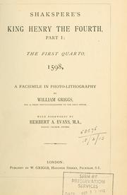 Cover of: Shakspere's King Henry the Fourth, Part II: the quarto of 1600 : a facsimile in photo-lithography