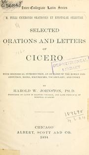 Cover of: Orationes et epistolae selectae. by Cicero