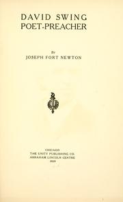 Cover of: David Swing, poet-preacher. by Joseph Fort Newton
