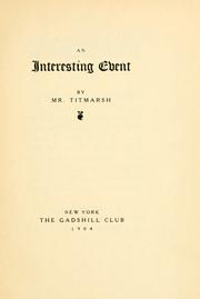 Cover of: An interesting event by Mr. Titmarsh.