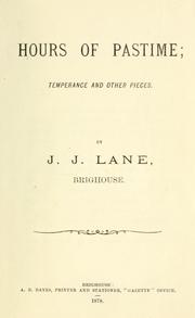 Cover of: Hours of pastime by J. Lane