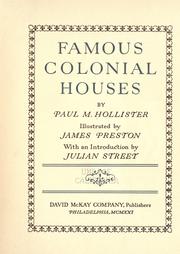 Cover of: Famous colonial houses