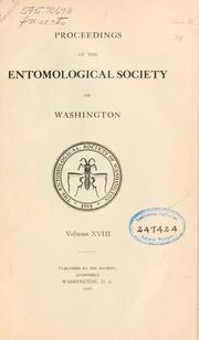 Cover of: Proceedings of the Entomological Society of Washington. by Entomological Society of Washington