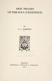 Cover of: New proofs of the soul's existence