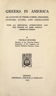 Greeks in America by Burgess, Thomas