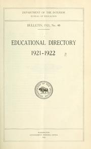 Cover of: Educational directory, 1921-1922