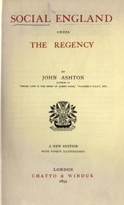 Cover of: Social England under the Regency by Ashton, John