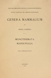 Cover of: Genera mammalium. by Angel Cabrera