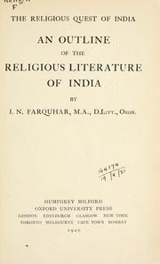An outline of the religious literature of India by J. N. Farquhar