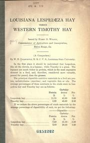 Cover of: Louisiana lespedeza hay versus western timothy hay ... (A comparison) by William Haddock Dalrymple