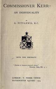 Cover of: Commissioner Kerr by G. Pitt-Lewis