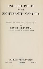 Cover of: English poets of the eighteenth century by Bernbaum, Ernest