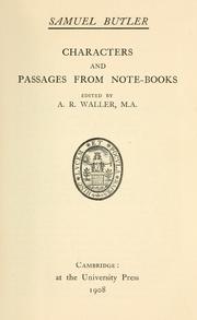 Cover of: Characters and passages from note-books by Samuel Butler, Samuel Butler