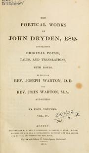 Cover of: Poetical works, containing original poems, tales, and translations, with notes by John Dryden