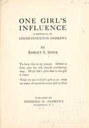 One girl's influence by Robert E. Speer
