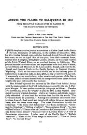 Cover of: Across the plains to California in 1852 by Lodisa Frizzell, Lodisa Frizzell