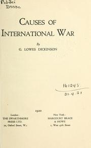 Causes of international war by G. Lowes Dickinson