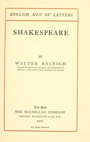 Cover of: Shakespeare by Sir Walter Alexander Raleigh