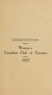 Cover of: Constitution. by Women's Canadian Club of Toronto