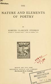 Cover of: The nature and elements of poetry. by Edmund Clarence Stedman