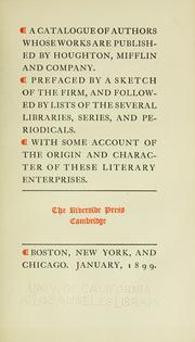 Cover of: A catalogue of authors whose works are published by Houghton, Mifflin and Company. by Houghton Mifflin Company