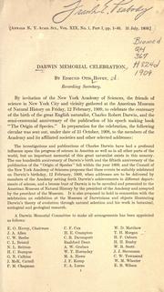 Cover of: Darwin memorial celebration. by Edmund Otis Hovey