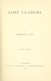 Cover of: Lost leaders. by Andrew Lang, Andrew Lang