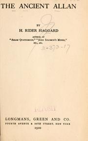 Cover of: The ancient Allan by H. Rider Haggard