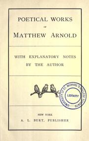 Cover of: Poetical works of Matthew Arnold by Matthew Arnold