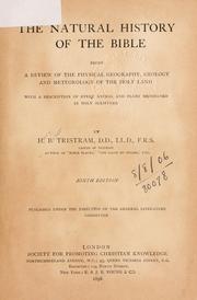 Cover of: The natural history of the Bible by H. B. Tristram