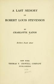 A last memory of Robert Louis Stevenson by Charlotte Eaton