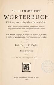 Cover of: Zoologisches w©·orterbuch: eckl©·arung der zoologischen fachausdr©·ucke. by H. E. Ziegler