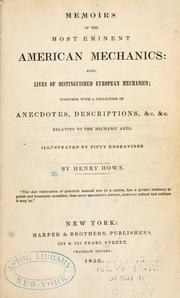 Cover of: Memoirs of the most eminent American mechanics by Henry Howe