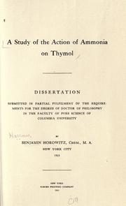 Cover of: study of the action of ammonia on thymol ...
