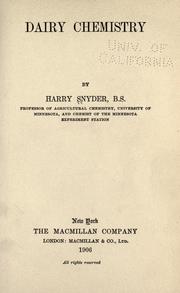 Cover of: Dairy chemistry by Snyder, Harry