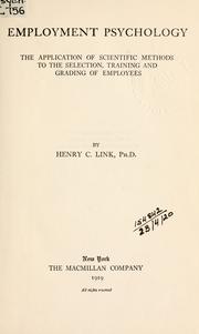 Cover of: Employment psychology by Henry C. Link, Henry C. Link