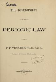 Cover of: The development of the periodic law.