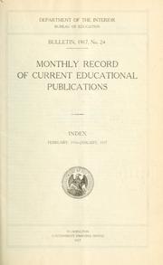Cover of: Monthly record of current educational publications--Index: February 1916-January 1917