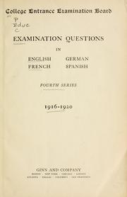 Cover of: Examination question in English, French, German, Spanish.