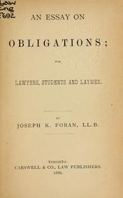 Cover of: An essay on obligations: for lawyers, students and laymen.