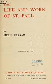 Cover of: The life and work of St. Paul. by Frederic William Farrar