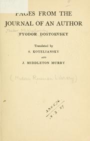 Pages from the Journal of an author by Фёдор Михайлович Достоевский