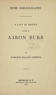 Burr bibliography by Hamilton Bullock Tompkins